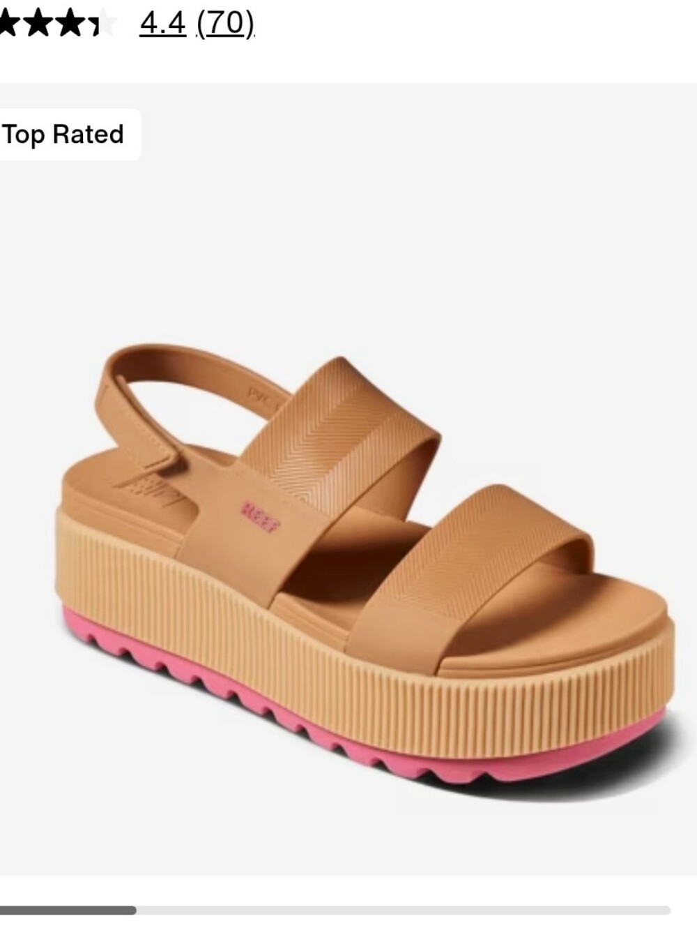 Reef Water Vista Higher Platform Sandals - Tan & Pink - Size 7